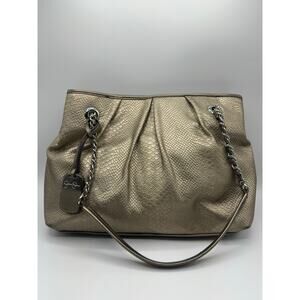 Jessica Simpson Gold Snakeskin Shoulder Bag Silver Hardware Double Handle